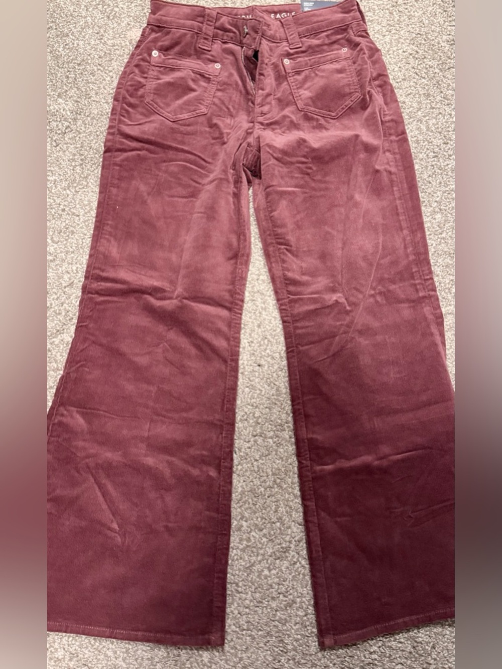 NWT American Eagle High-Waisted Corduroy Flair Pant in Faded Raisin Size 2S